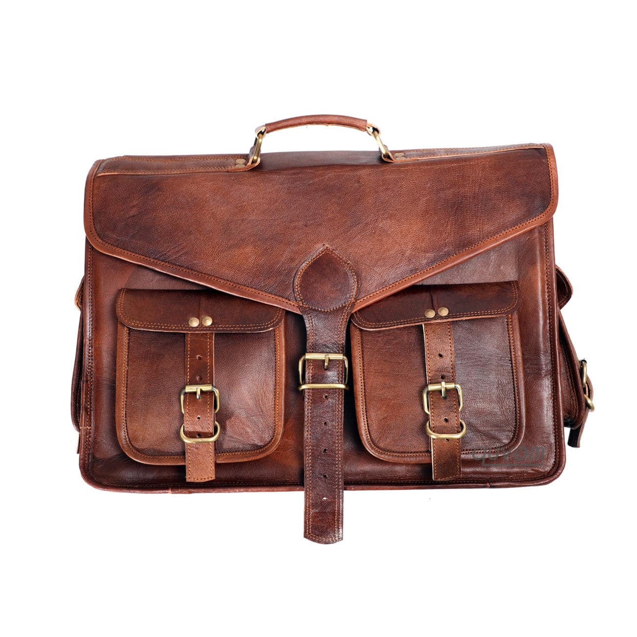 Top Rated Brown Leather Messenger Briefcase Bag | Quvom.com